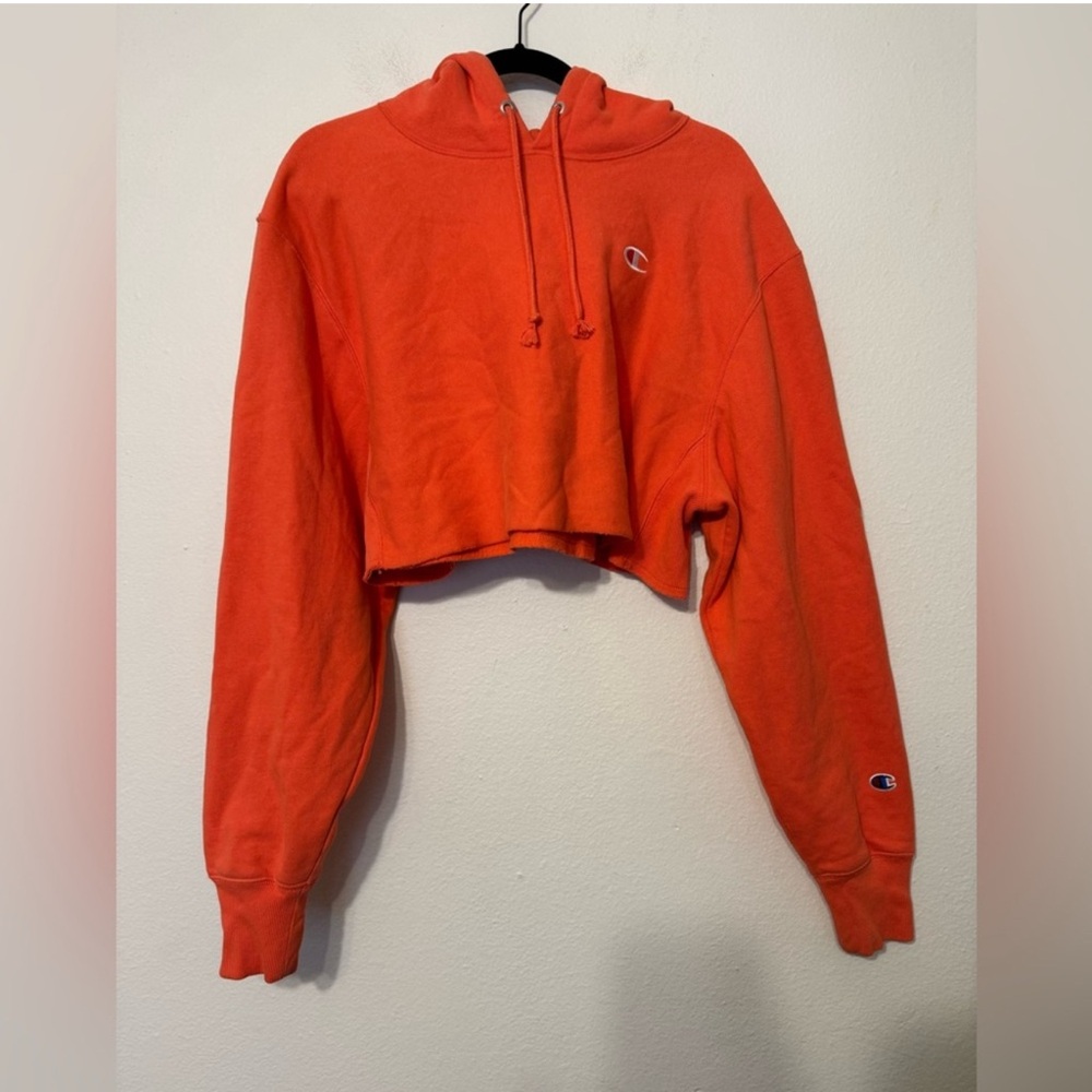 Champion Orange Cropped Sweater with Mock Neck - M